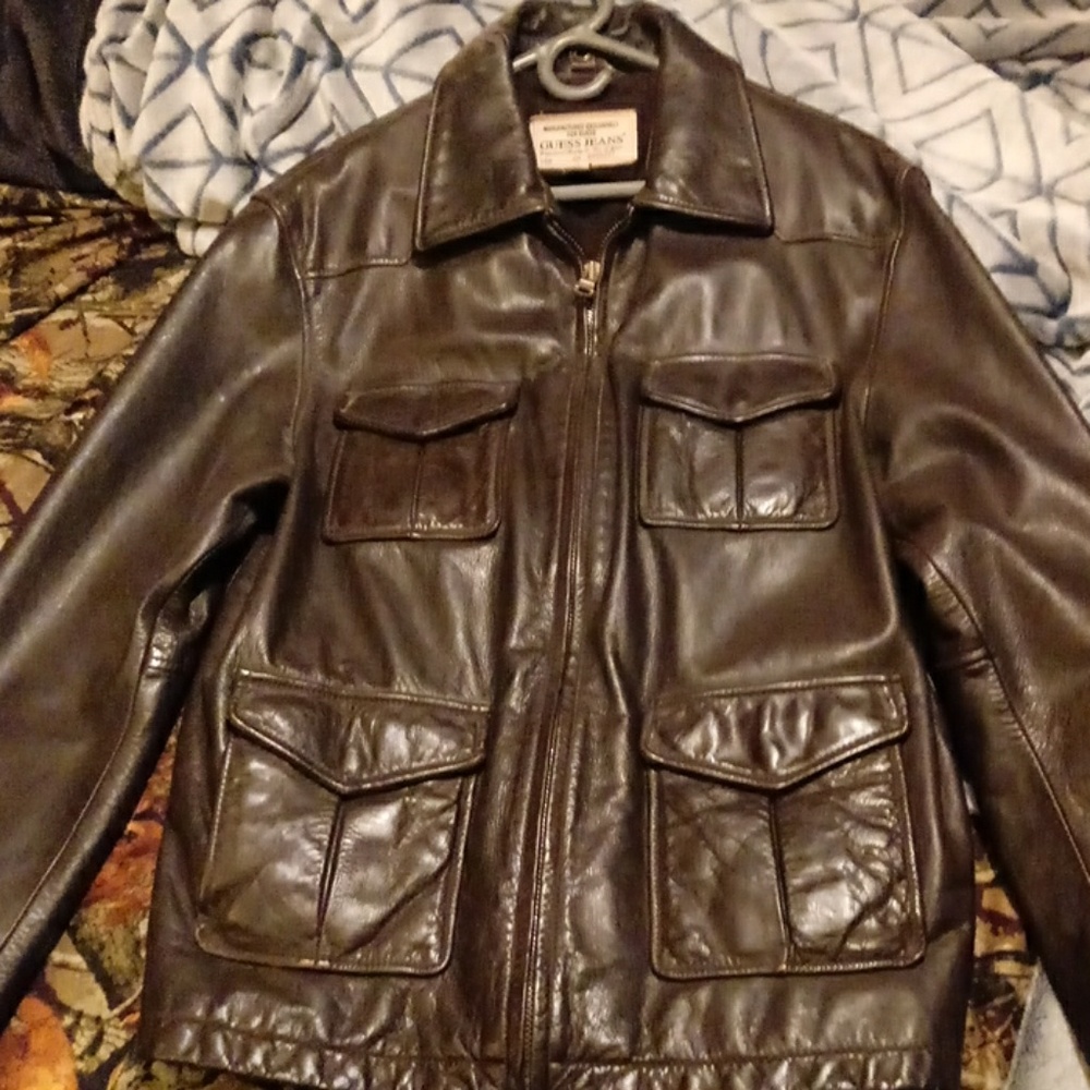Vintage Guess brown leather jacket